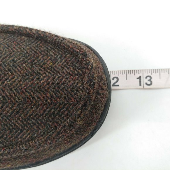 Isotoner Mens Slip On Moccasin Slipper Brown Textile Herringbone Lined 10-11 - Picture 6 of 10